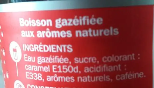 Cola - 4 x 50 cl UNITÉ ingredients label