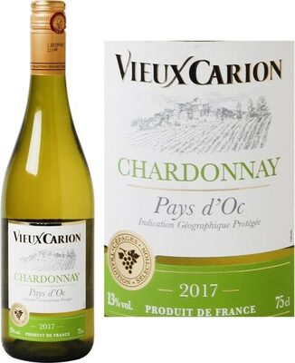 Vin de pays d'Oc 12.5° cépage Chardonnay blanc front packaging