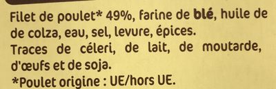 Bâtonnets de Poulet ingredients label