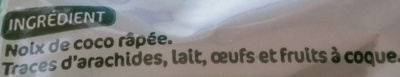 Noix de CoCo râpée ingredients label