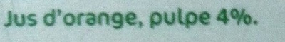 Pur Jus d'orange ingredients label