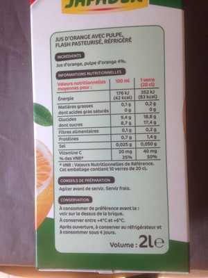 Pur jus d'orange de Floride réfrigéré - brique