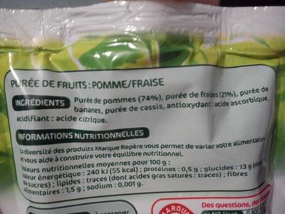 Purée de fruits pomme fraises