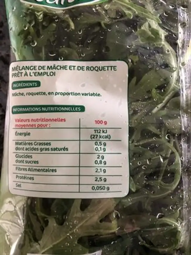 Duo De Mâche Et Roquette ingredients label