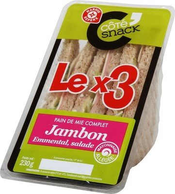 Sandwich club triple jambon emmental salade