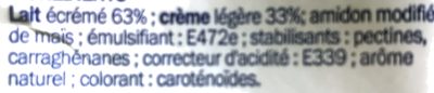 Spécialité laitière fluide UHT Fluide 4%mg ingredients label