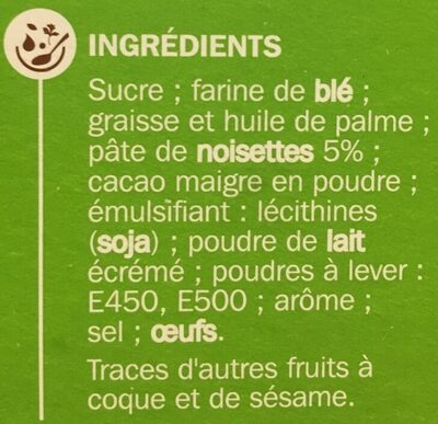 Biscuits fourrés P'tit Deli Noisette ingredients label