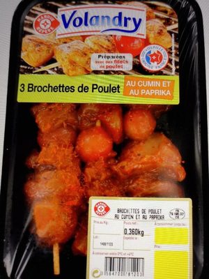 3 brochettes de poulet au cumin et paprika