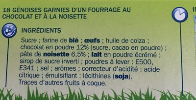 La barquette choco noisette ingredients label