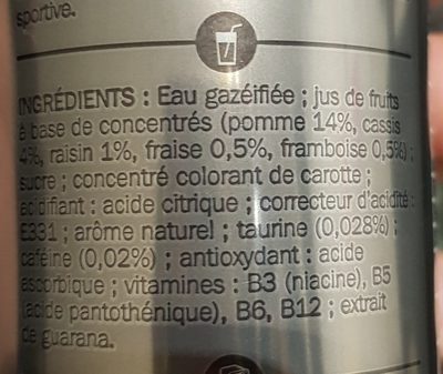 X_tense énergie drink ingredients label