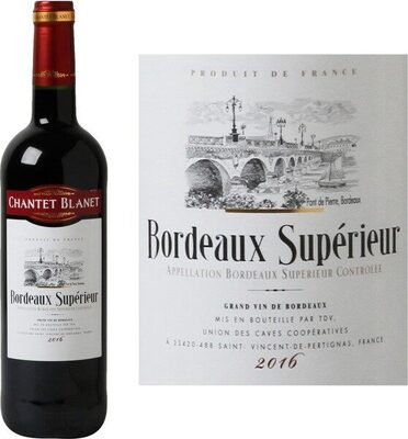 Bordeaux supérieur A.O.C. 2016 front packaging