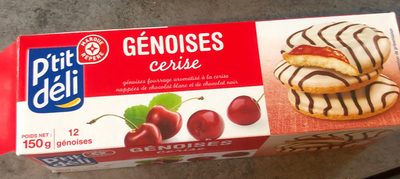 Génoises fourrées P'tit Déli Cerise front packaging