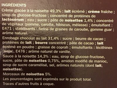 Trium noisette double enrobage ingredients label