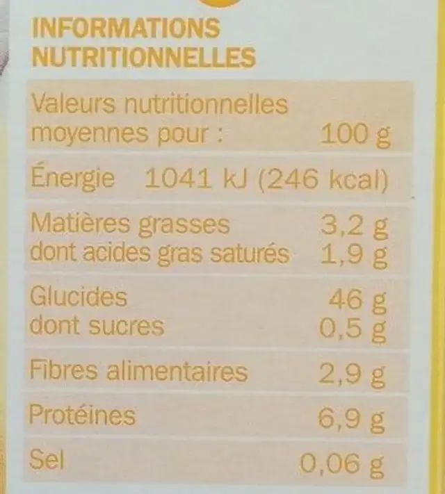 Mélange riz basmati et 2 quinoa nutrition facts table