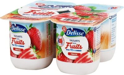 Yaourt aux fruits avec morceaux fraise front packaging