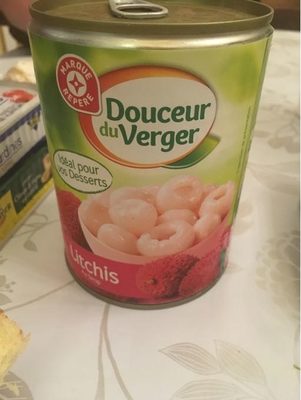 Litchis entiers denoyautés au sirop front packaging