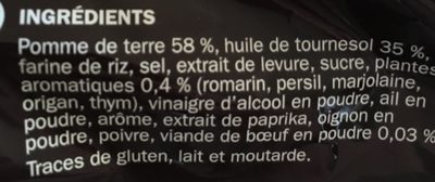 Chips ondulées saveur grillade aux herbes extra craquantes ingredients label