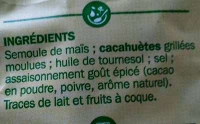 Grignot' saveur cacahuète ingredients label