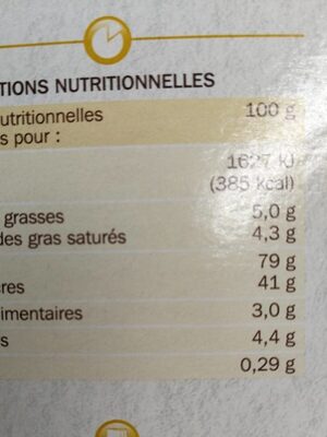 Carré craquant au miel nutrition facts table