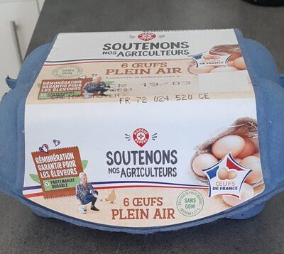 6 œufs plein air Œuf de France Sans OGM