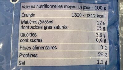 Mozzarella rapée nutrition facts table