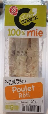 Pain de mie sans croûte poulet rôti front packaging
