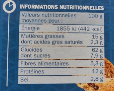 Mini torsades emmental et oignon nutrition facts table