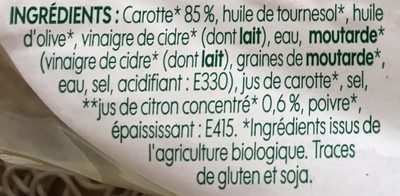 Carottes Râpées ingredients label