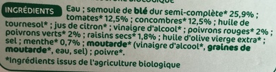 Taboulé aux légumes ingredients label