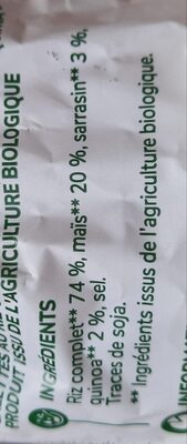 Galettes 4 céréales bio ingredients label