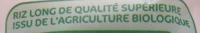 Riz long blanc Bio ingredients label