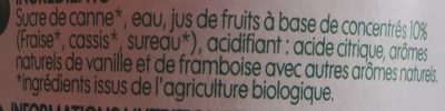 Sirop de grenadine bio ingredients label
