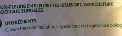 Choux fleurs En fleurettes ingredients label