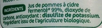 Cidre bouché bio 4 ° ingredients label