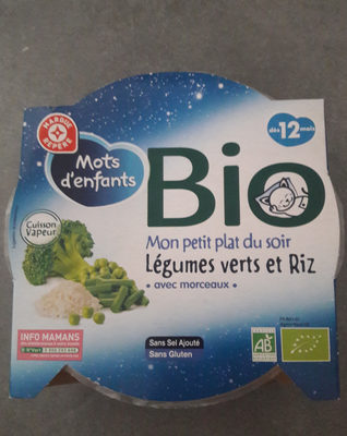 Assiette bio Mots d'Enfants Légumes verts/riz 12 mois
