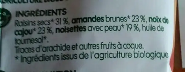 Mix Apéritif ingredients label