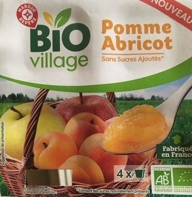 Purée de fuits pomme abricot sans sucres ajoutés bio 4 x 100 g