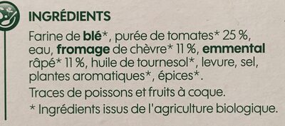 Pizza Chèvre ingredients label
