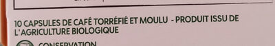 Capsules de café espresso bio Max Havelaar Ethiopie x 10 ingredients label