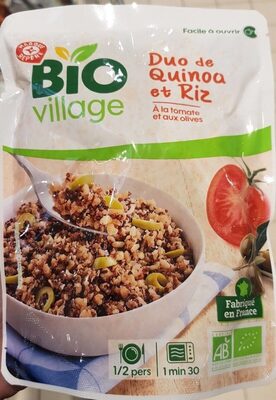 Duo de quinoa et riz à la tomate et aux olives bio - sachet front packaging