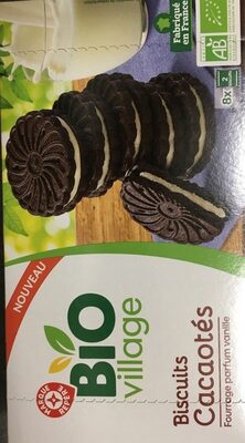 Biscuits cacaotés bio fourrés parfum vanille