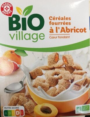 Céréales fourrées à l'abricot front packaging