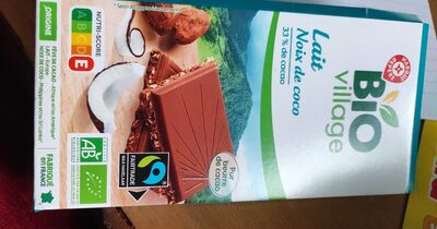 Chocolat au lait aux éclats de noix de coco front packaging