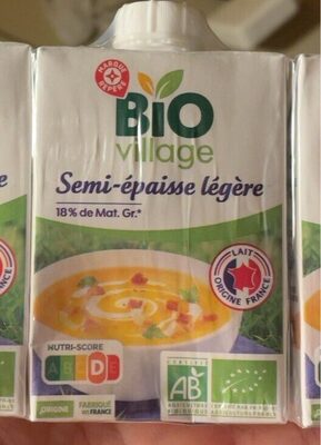 Crème semi-épaisse légère bio village