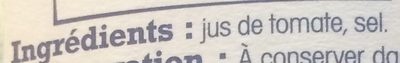 Pur jus tomate du lot et garonne ingredients label