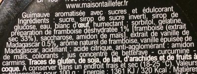 Guimauve ingredients label