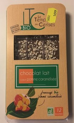 Chocolat lait coeur pomme caramelisee front packaging