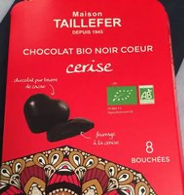 chocolat bio noir coeur cerise