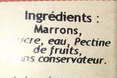 Creme de marron ingredients label
