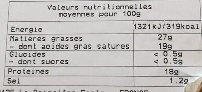 Le petit tremblaye fermier nutrition facts table